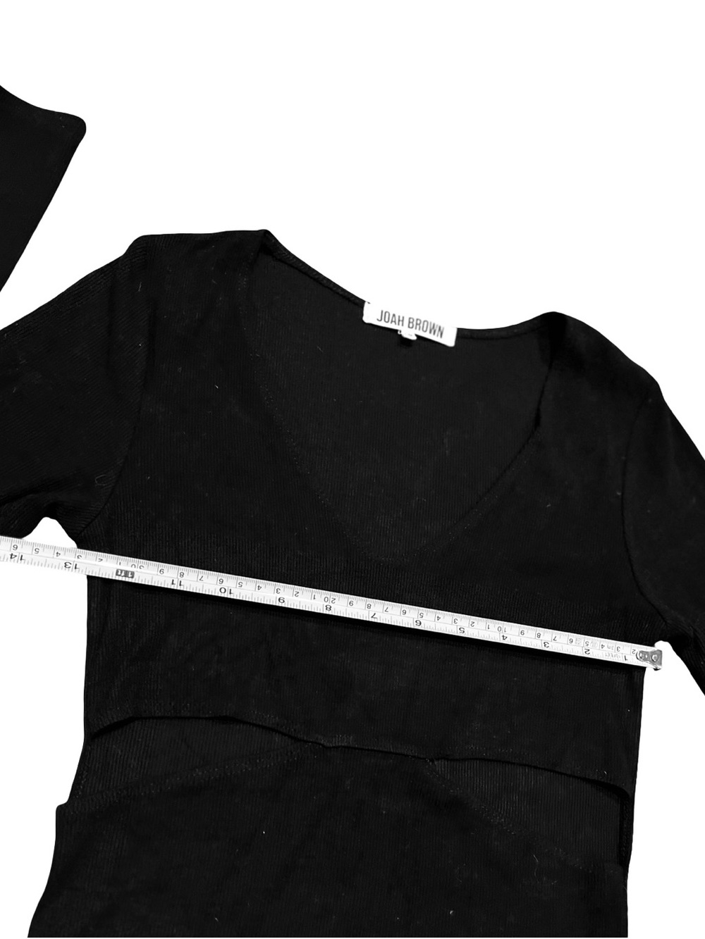 JOAH BROWN Black Fitted Cut Out LS Ribbed Top Shirt Sz S/M Festival Punk Goth - Picture 6 of 9